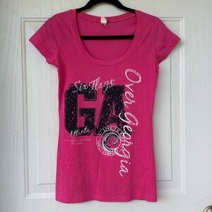 Vintage Six Flags Pink Graphic T-Shirt